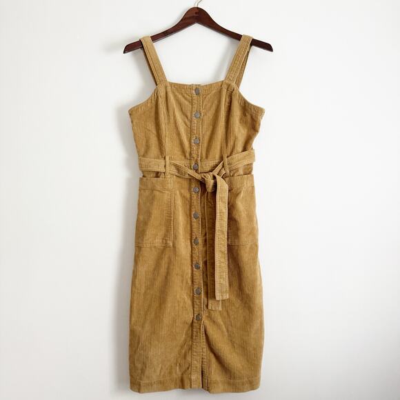 FREE PEOPLE x LEVI'S Calla Corduroy Belted Midi Dress Tan Small S - Picture 3 of 11